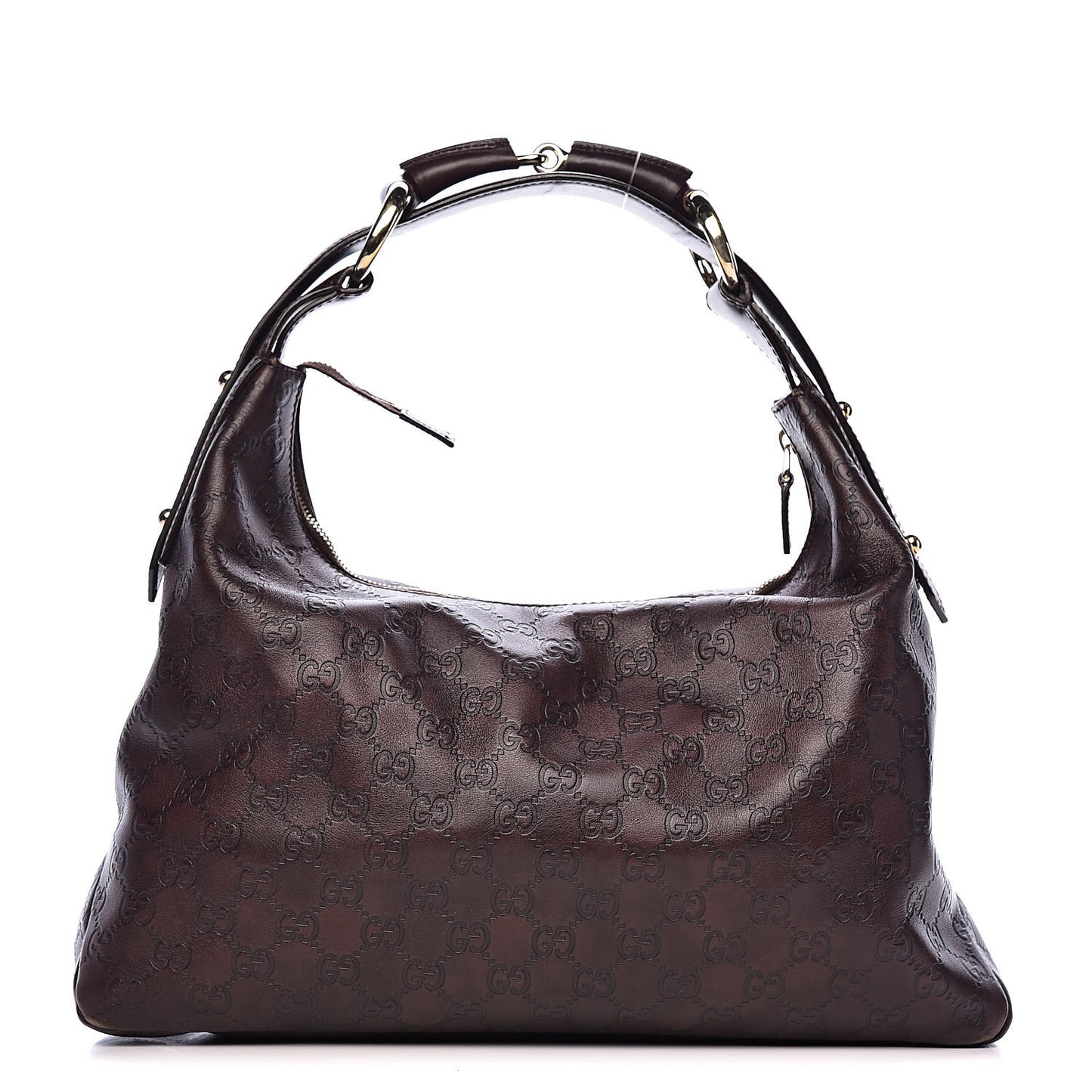 Guccissima Medium Horsebit Chain Hobo Dark Brown