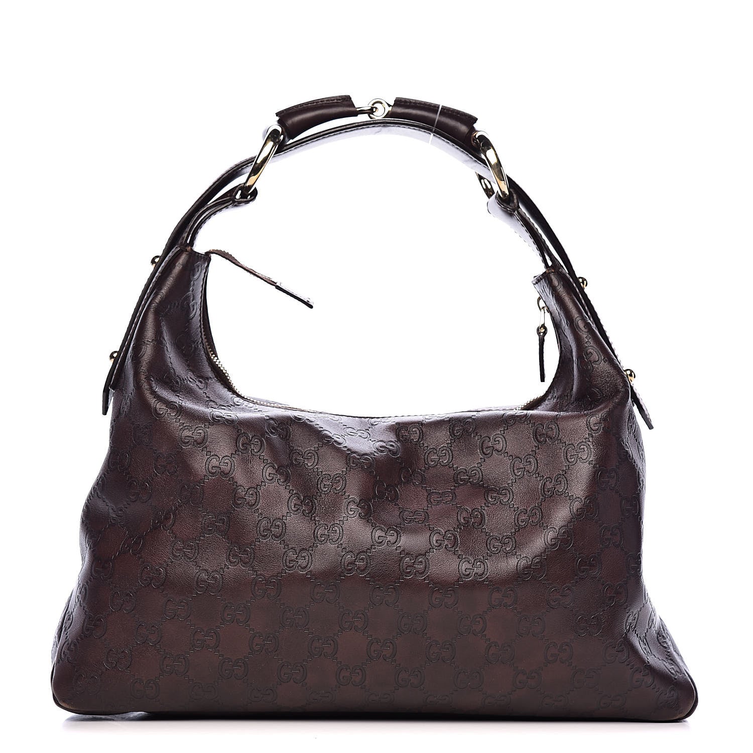 Gucci Guccissima Medium Horsebit Chain Hobo Dark Brown 1 of 13