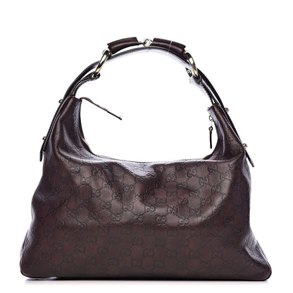 Gucci Guccissima Medium Horsebit Chain Hobo Dark Brown 1 of 13