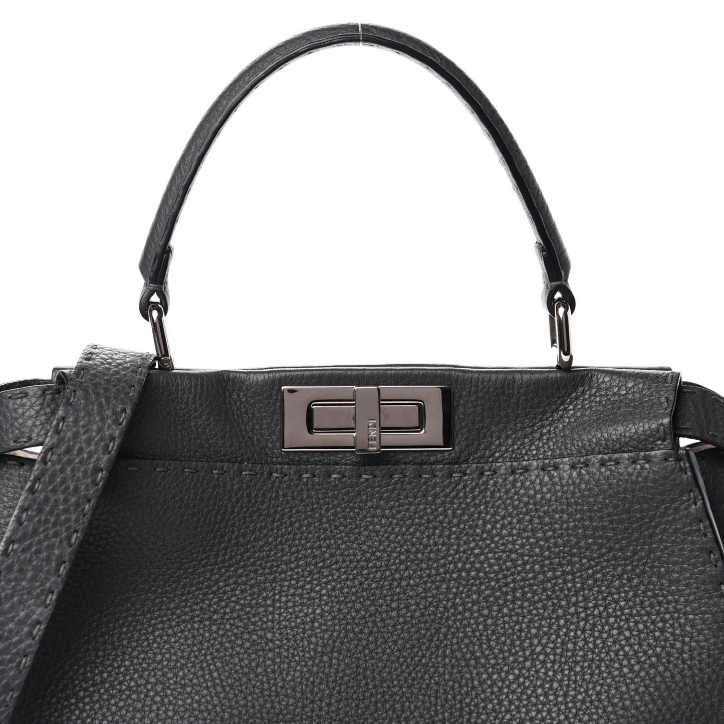 Cuoio Romano Selleria Bi-Color Medium Peekaboo Iconic Satchel Asfalto Latte