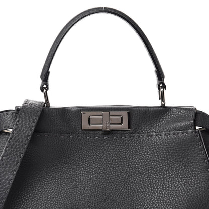 Fendi Cuoio Romano Selleria Bi-Color Medium Peekaboo Iconic Satchel Asfalto Latte 12 of 12
