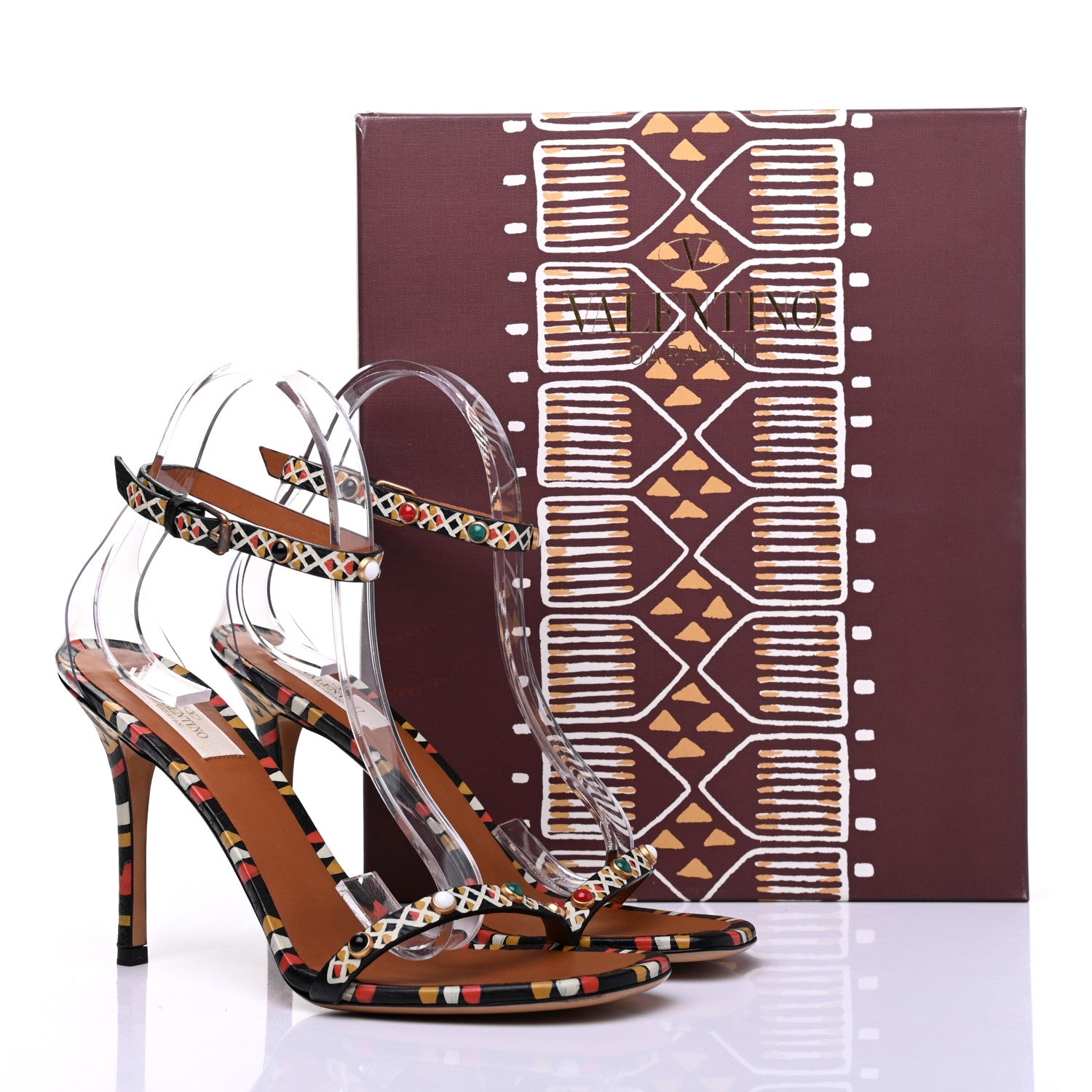 Valentino Garavani Calfskin Hand Painted Ankle Strap Sandals 39.5 Multicolor 9 of 9
