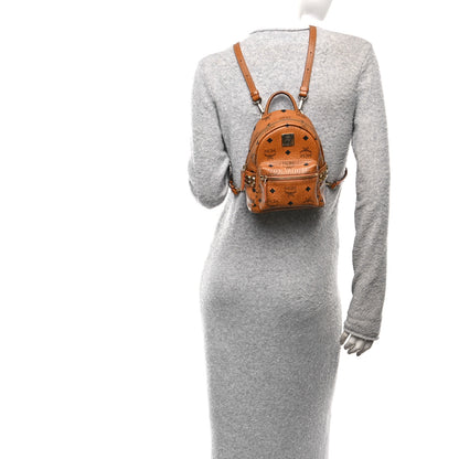 MCM Visetos Side Stud X-Mini Stark Bebe Boo Backpack Cognac 2 of 13