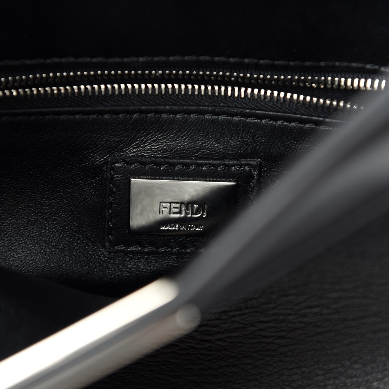 Fendi Nappa Lace Up Mini Peekaboo Iconic Satchel Black 9 of 12