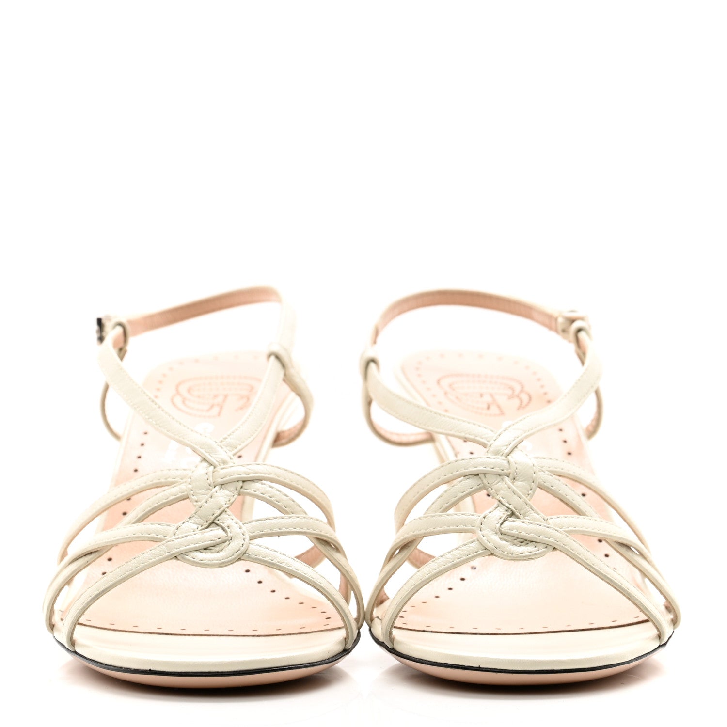 Gucci Malaga Kid Zumi Mid Heel Slide Sandals 37.5 Dusty White 2 of 9