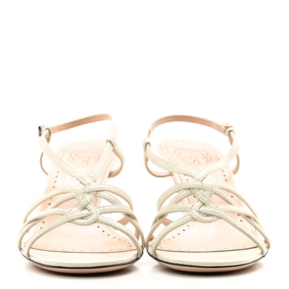 Gucci Malaga Kid Zumi Mid Heel Slide Sandals 37.5 Dusty White 2 of 9