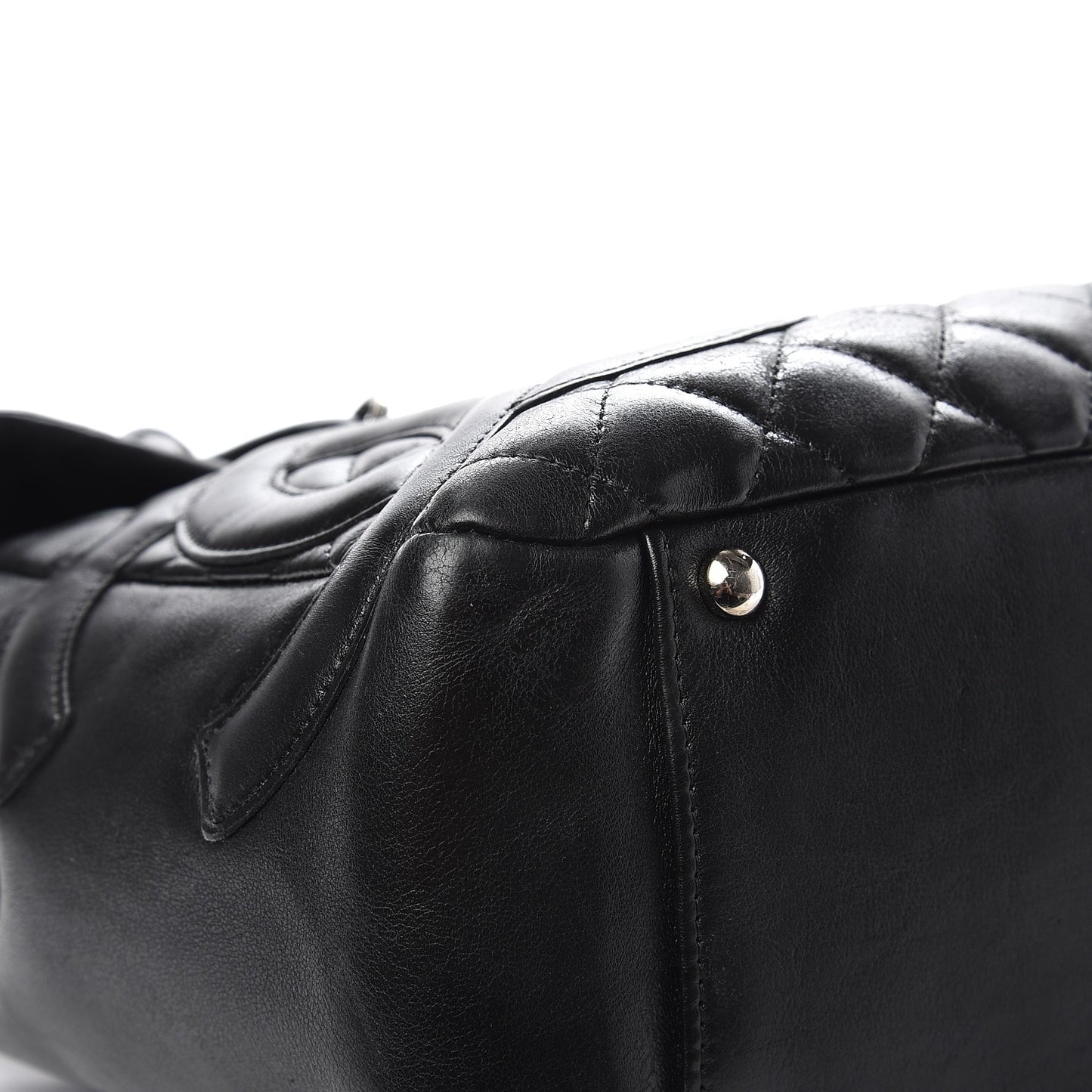 Calfskin Quilted Large Cambon Flap Black