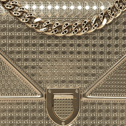 Christian Dior Metallic Patent Micro-Cannage Medium Diorama Flap Bag Gold 8 of 13