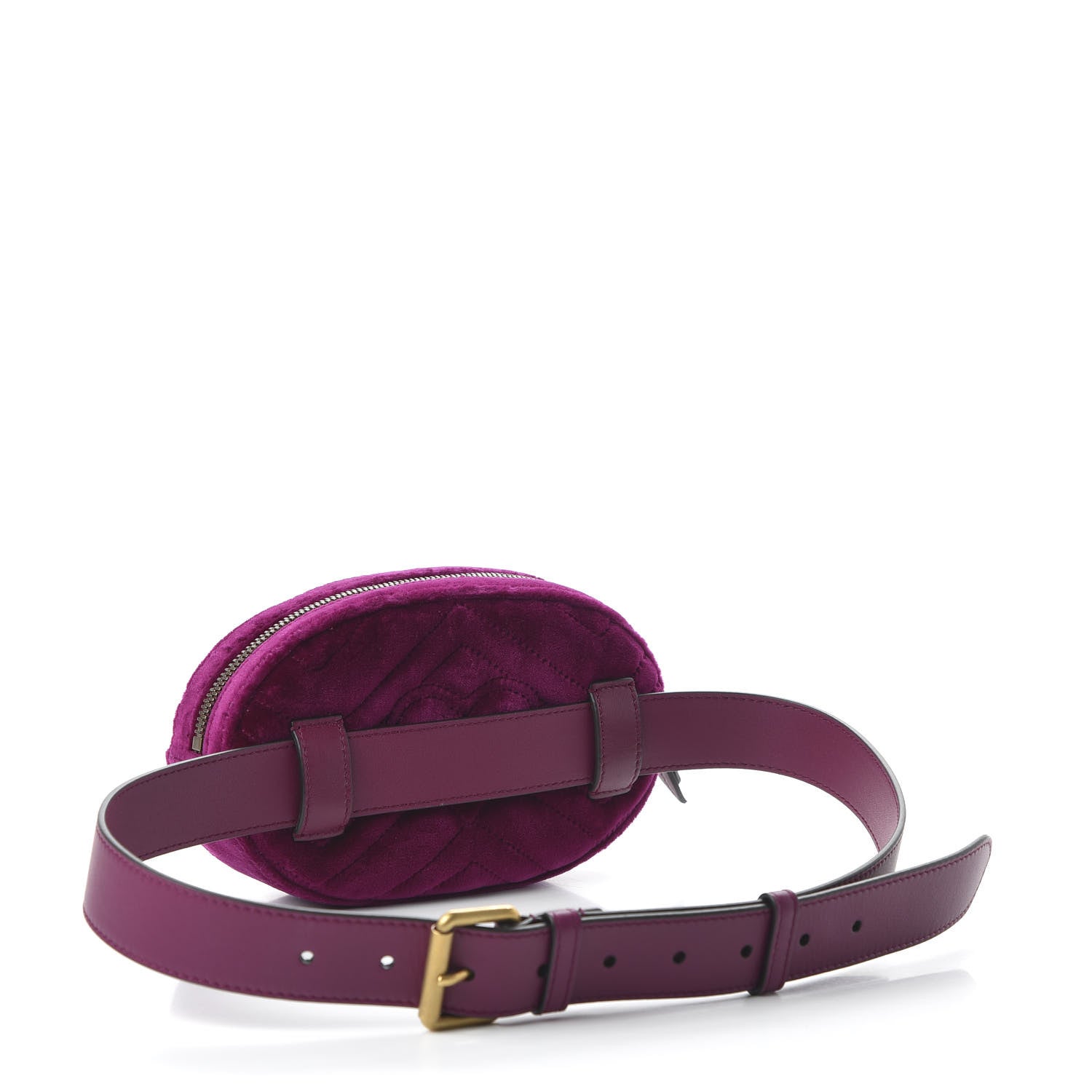 Gucci Velvet Matelasse GG Marmont Belt Bag 85 34 Fuchsia Violet Cyclamen 3 of 10