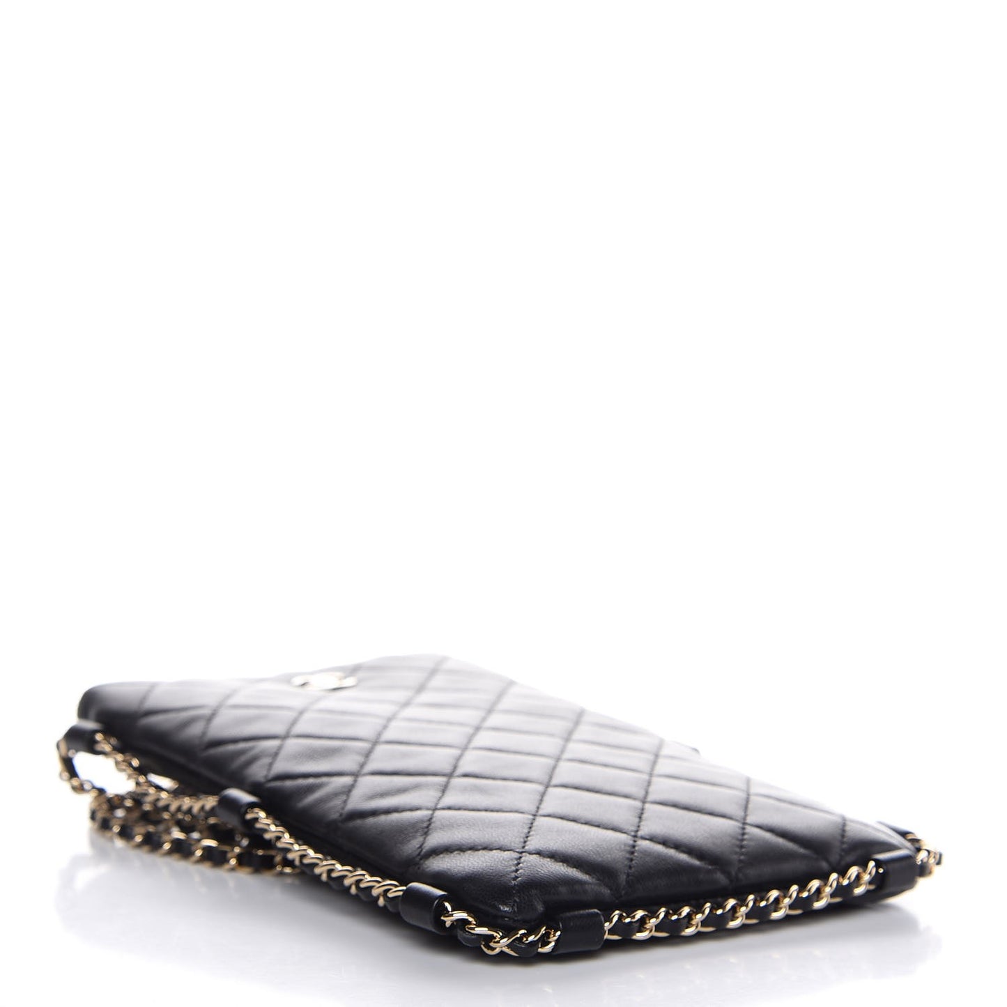 Lambskin Quilted Tech Take Away Clutch Black