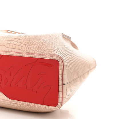 Christian Louboutin Crocodile Embossed Calfskin Spiked Small Cabarock Shopper Tote Leche 9 of 10