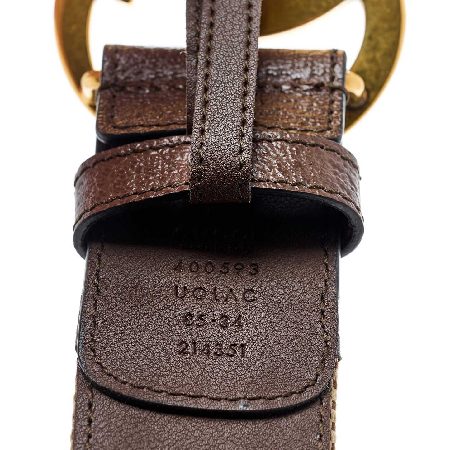 Monogram Jumbo GG Textured Dollar Calfskin Double G 40mm Belt 85 34 Camel Ebony