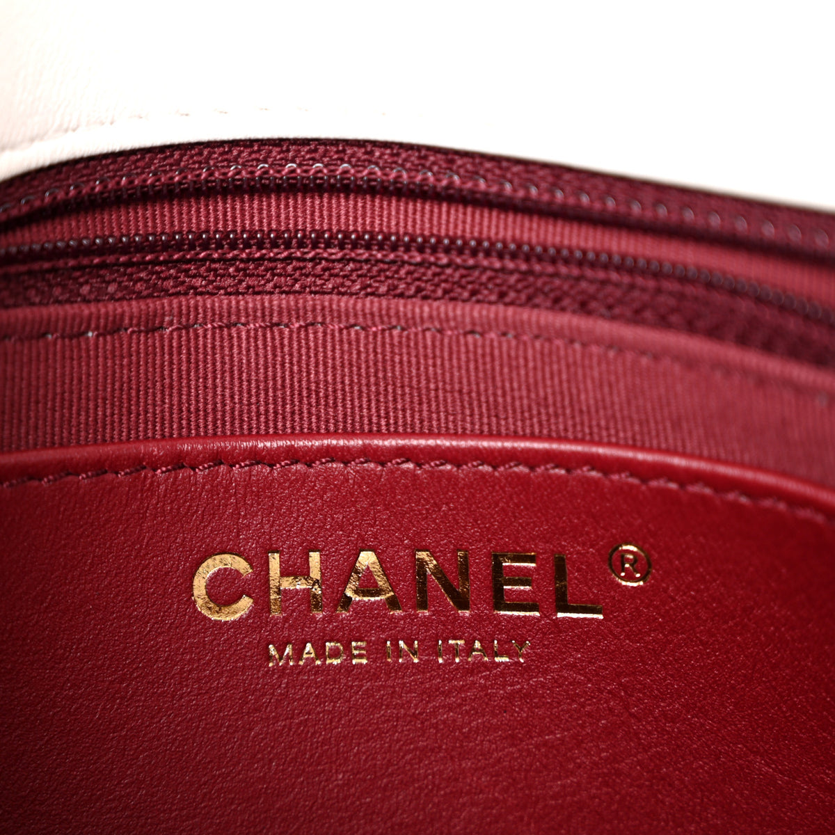 Calfskin Quilted Top Handle Flap White
