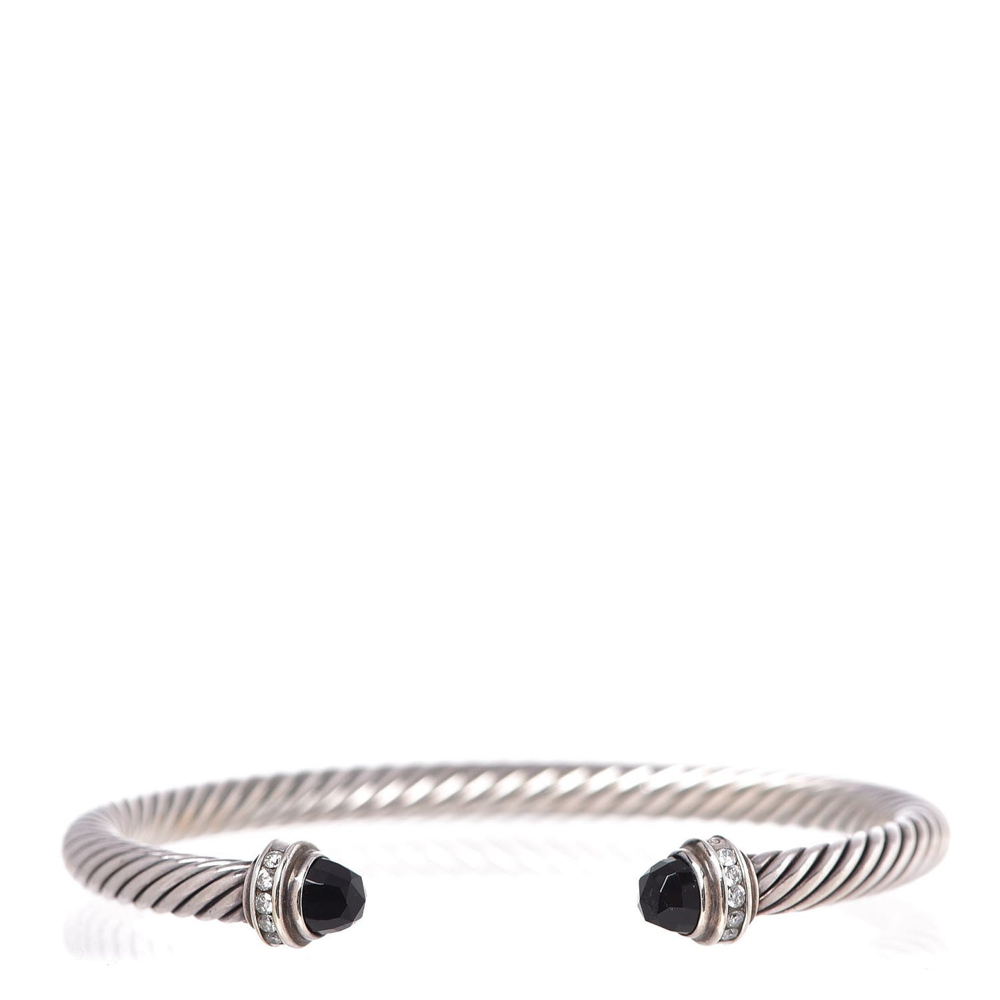 Sterling Silver Diamond Black Onyx 5mm Cable Classics Princess Bracelet