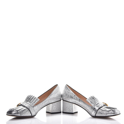 Gucci Galassia GG Marmont Fringe 50mm Loafer Pumps 41 Argento 5 of 11