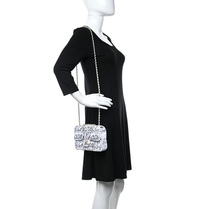 Chanel Sequin Logo Mini Rectangular Flap White Black 2 of 10