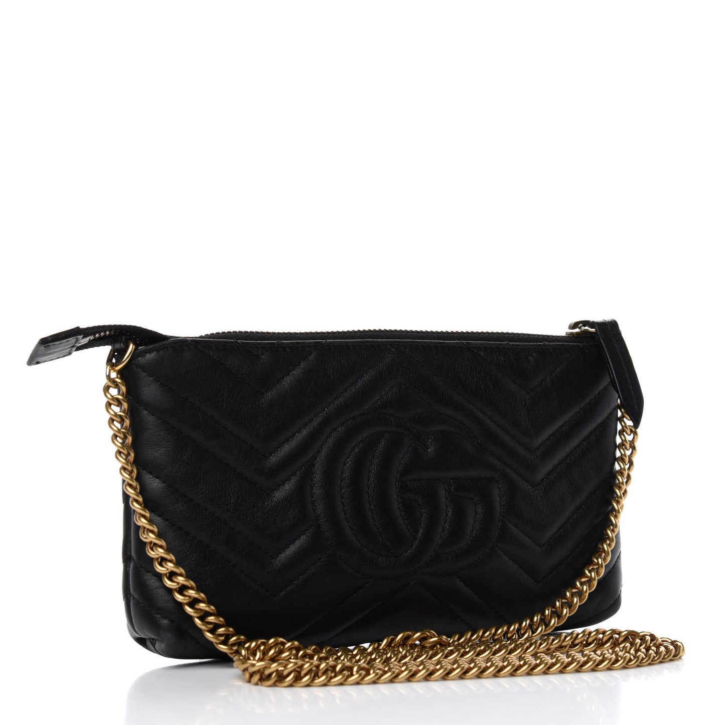 Calfskin Matelasse Mini GG Marmont Chain Bag Black