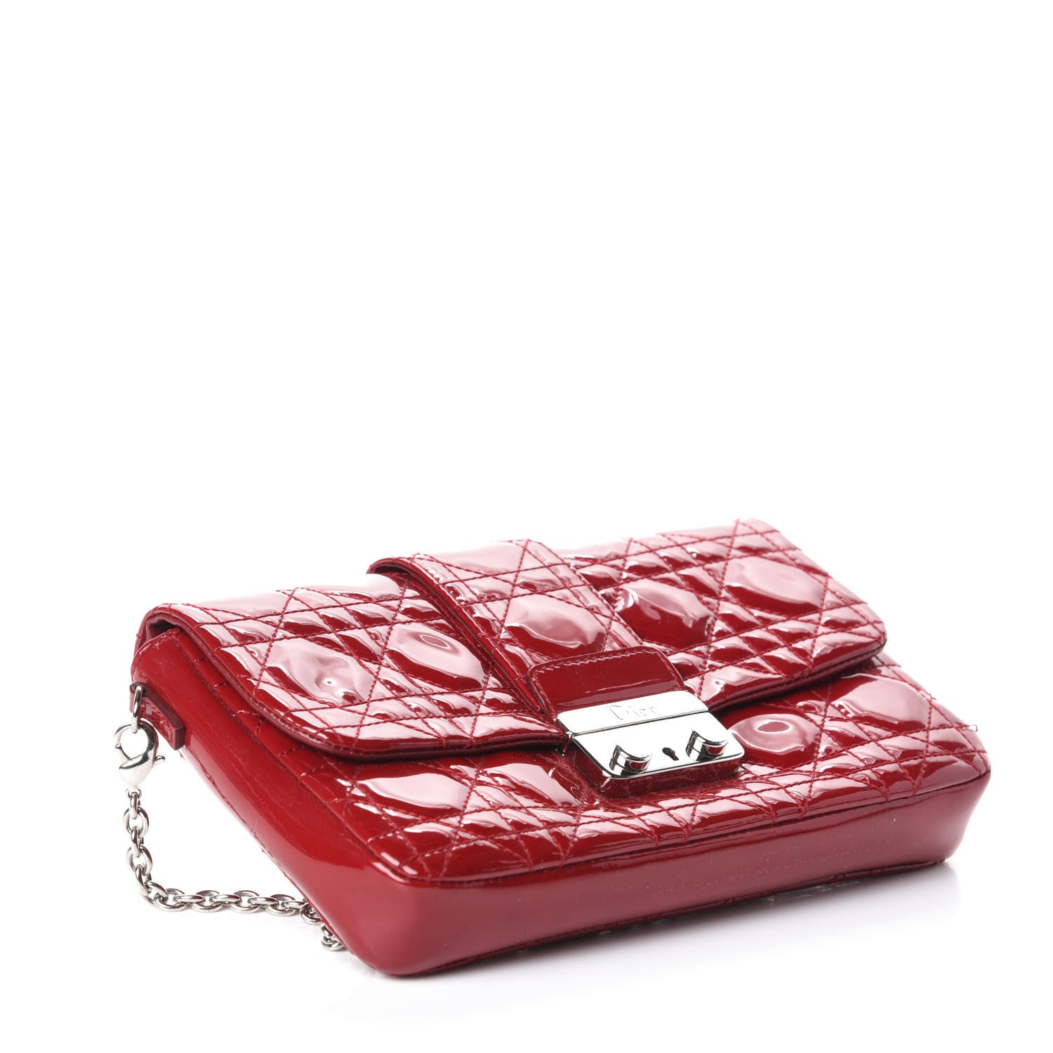 Christian Dior Patent Cannage New Lock Pouch Red 4 of 9
