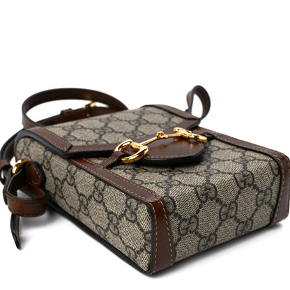 Gucci GG Supreme Monogram Mini Horsebit 1955 Crossbody Bag Beige Brown Sugar 10 of 11