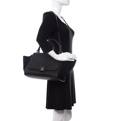 Celine Drummed Calfskin Suede Medium Trapeze Black 2 of 10