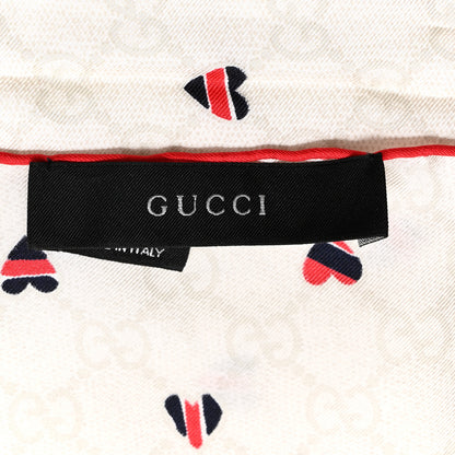 Gucci Silk Monogram Heart Square Scarf White 2 of 3