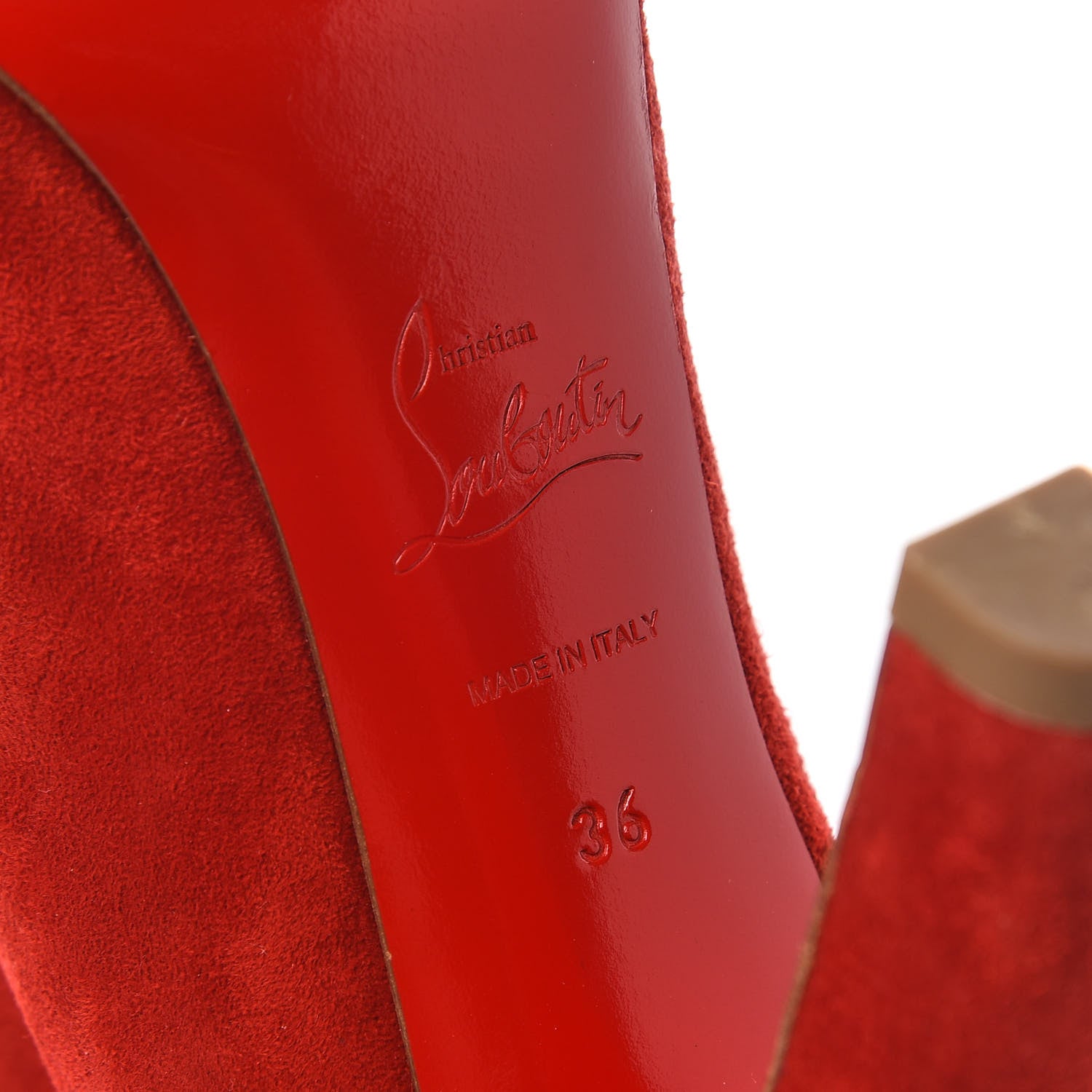 Christian Louboutin Veau Velours Ankle Boots 36 Carmin 6 of 9