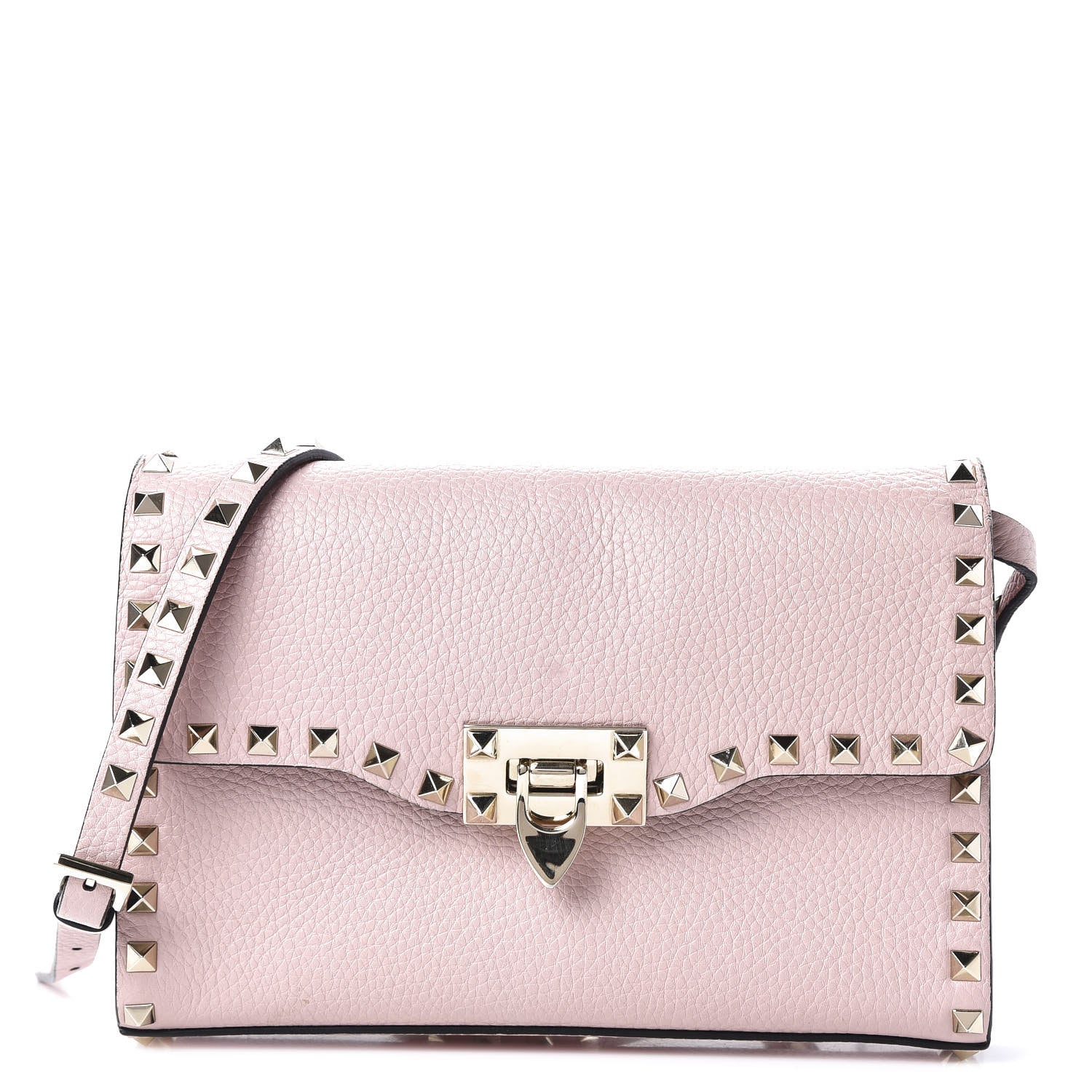 Valentino Garavani Pebbled Calfskin Medium Rockstud Flip Lock Crossbody Bag Rose Quartz 1 of 9