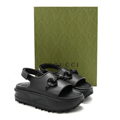 Gucci Soft Rubber Horsebit Touch Womens Strapped Sandals 38 Black 9 of 9