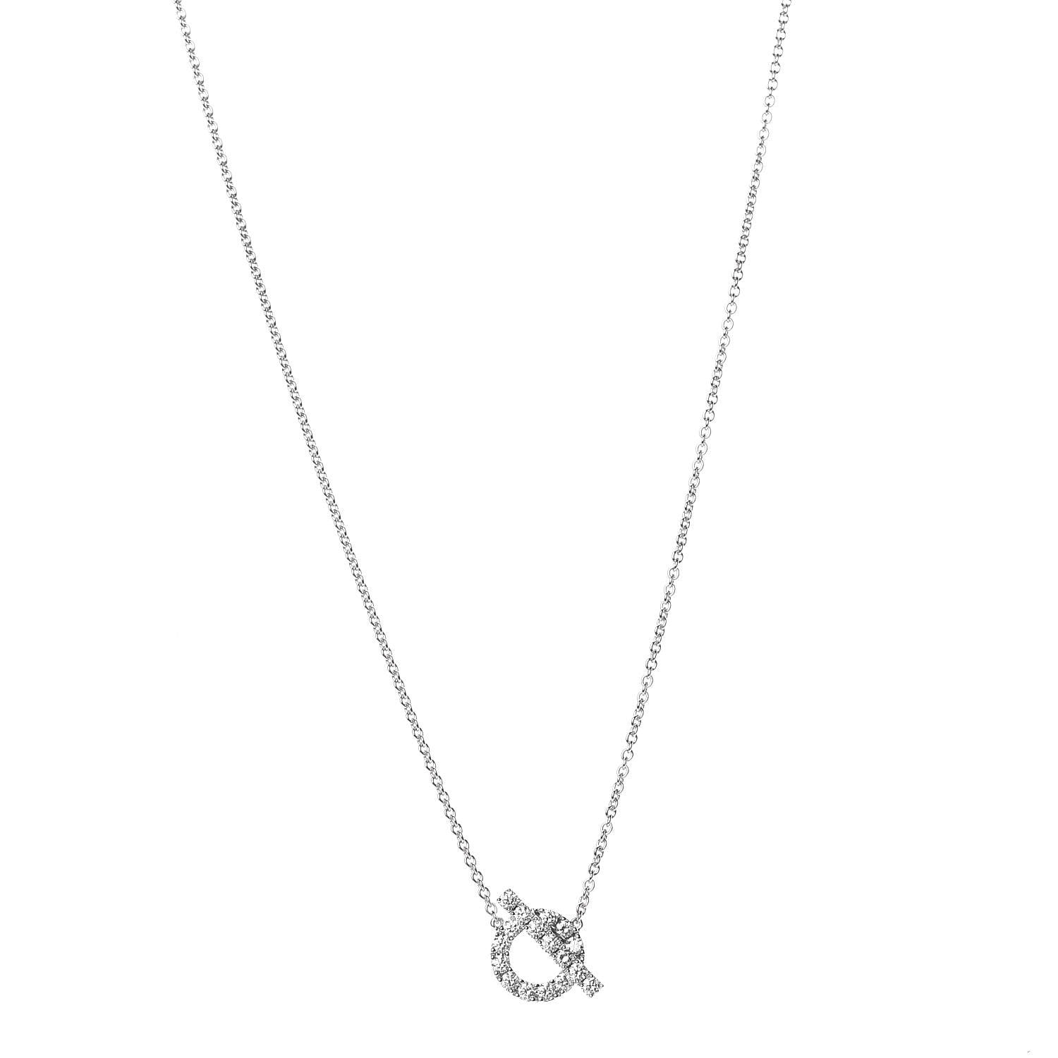Hermes 18K White Gold Diamond Finesse Pendant Necklace 1 of 7