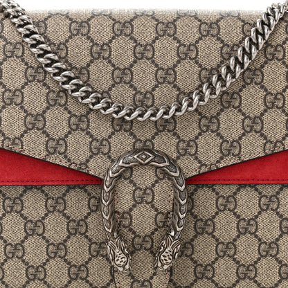 Gucci GG Supreme Monogram Suede Cudu Medium Dionysus Shoulder Bag Beige Ebony Vulcanic Red 8 of 10