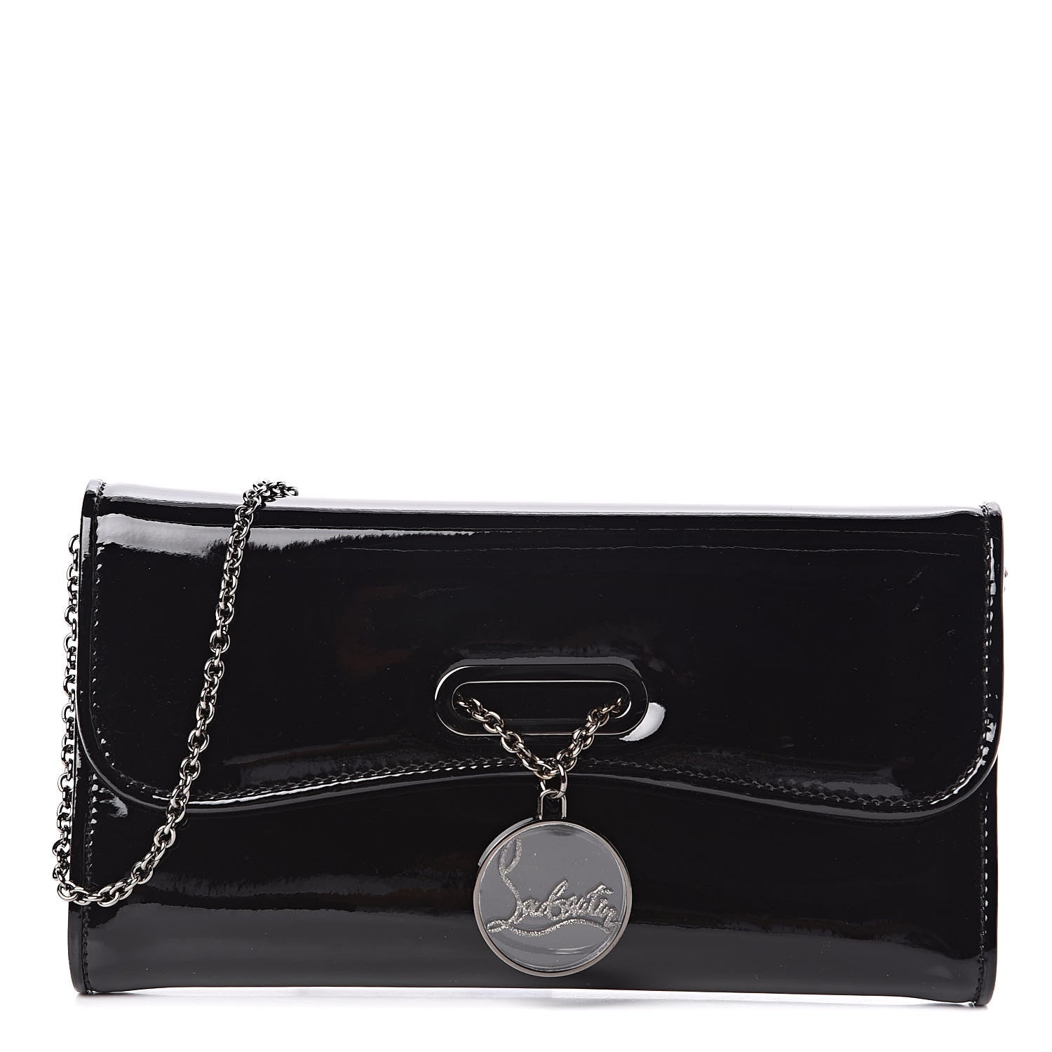 Christian Louboutin Patent Riviera Clutch Black 1 of 9