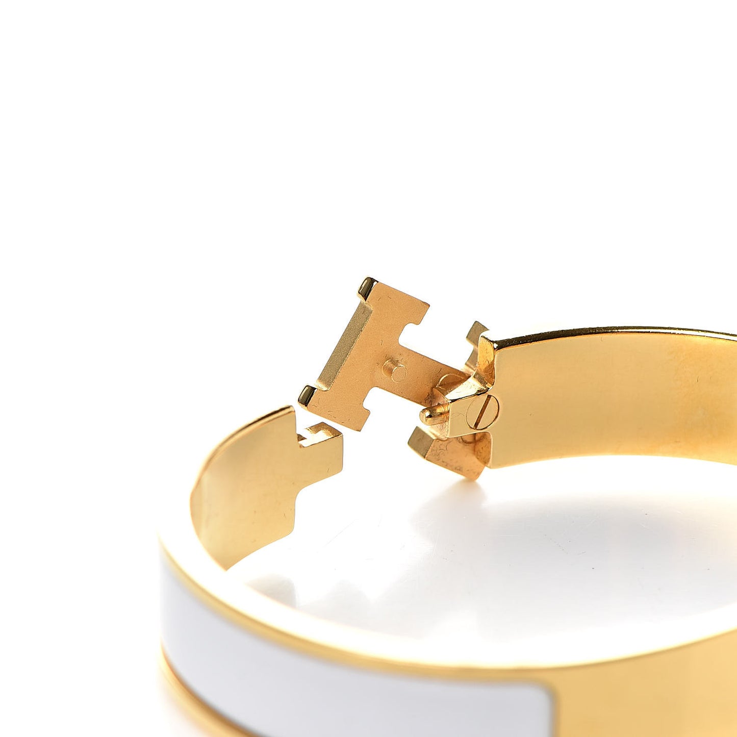 Enamel Narrow Clic Clac H Bracelet PM White