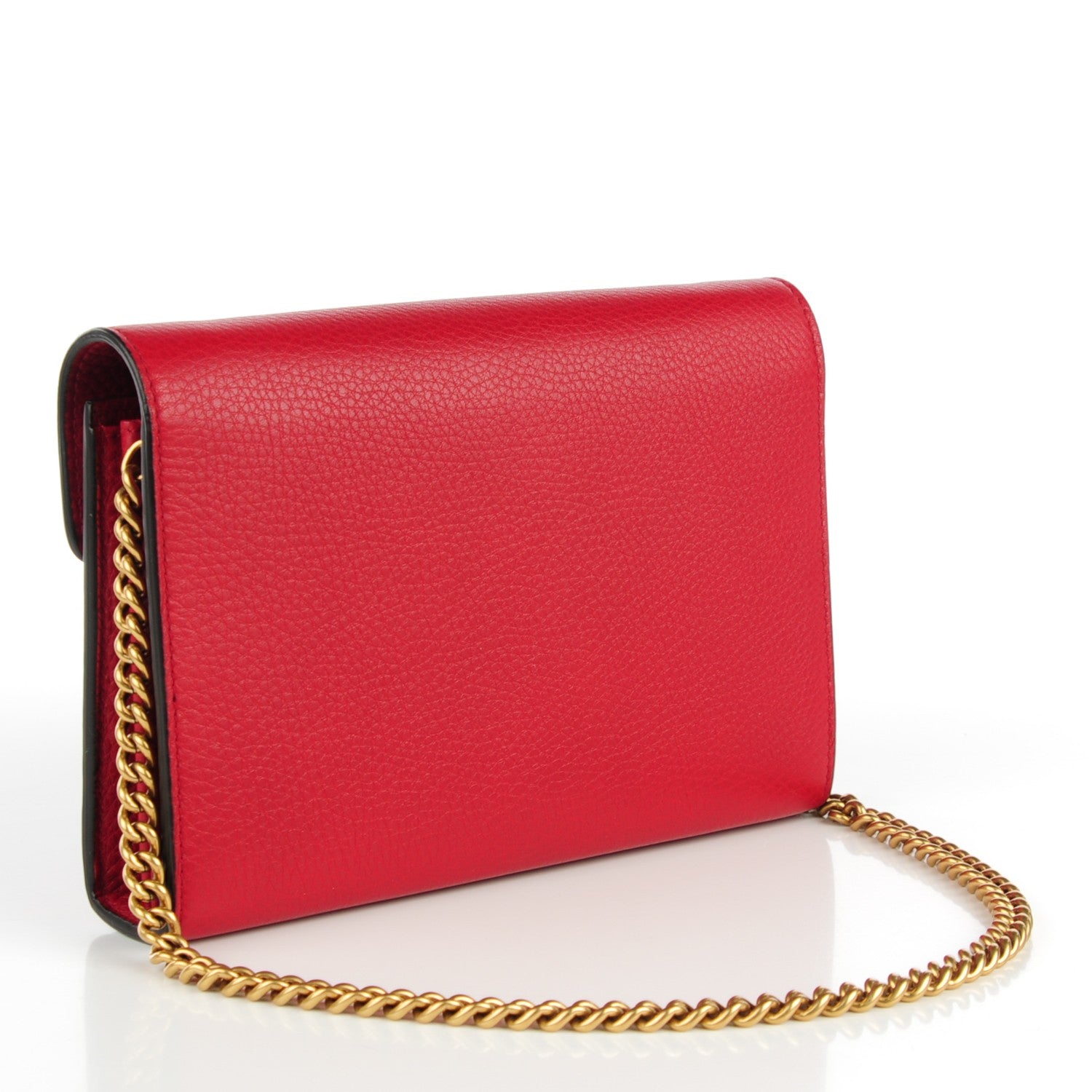 Gucci Calfskin GG Marmont Chain Wallet Vulcanic Red 3 of 7