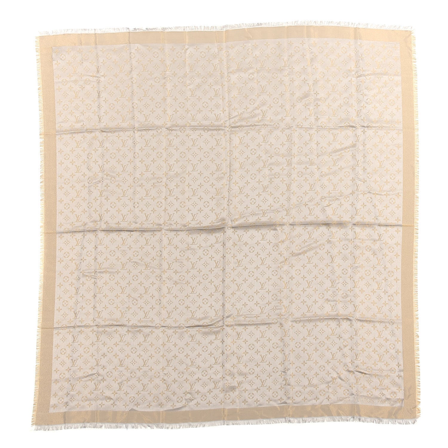 Louis Vuitton Silk Lurex Wool Monogram Shine Shawl Greige 1 of 3