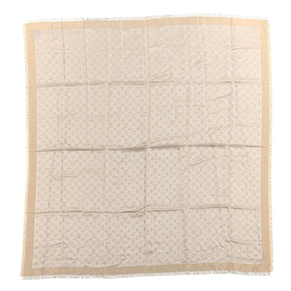 Louis Vuitton Silk Lurex Wool Monogram Shine Shawl Greige 1 of 3