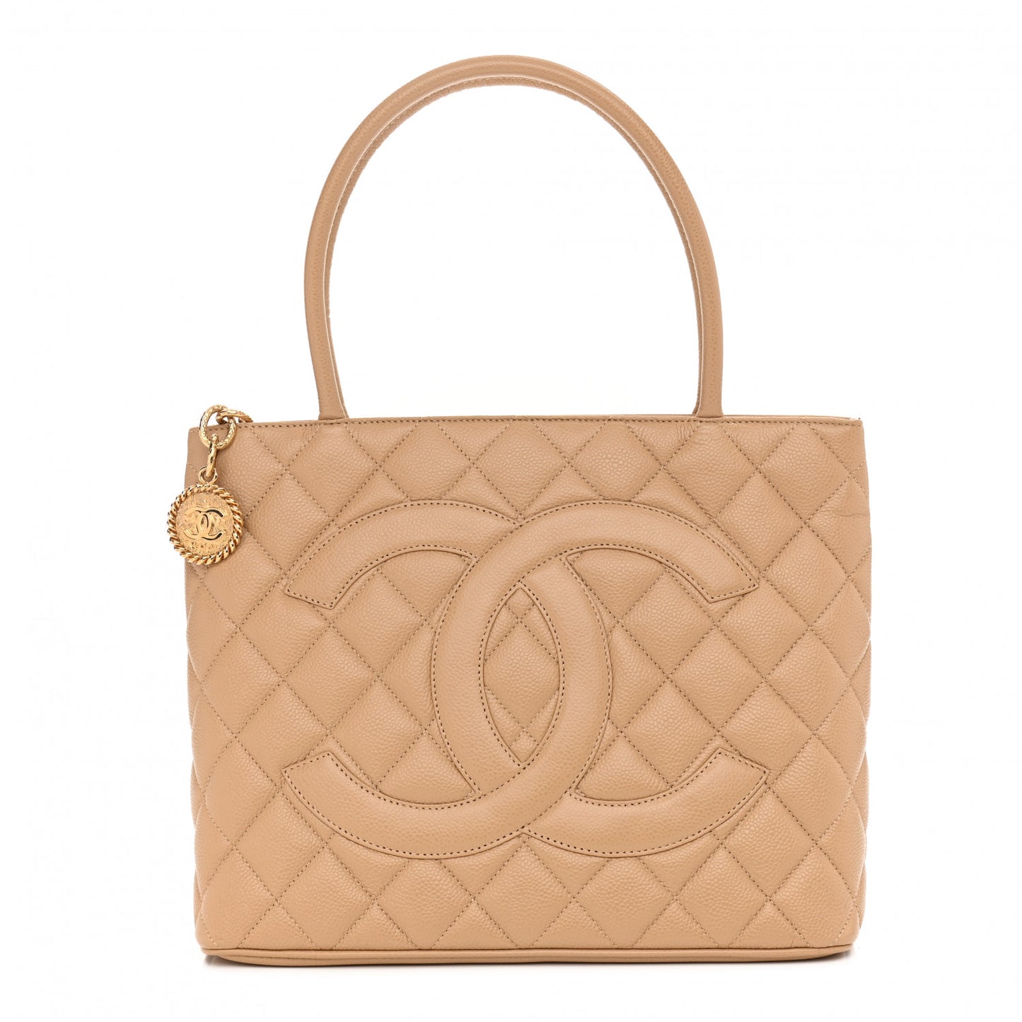 Caviar Quilted Medallion Tote Beige