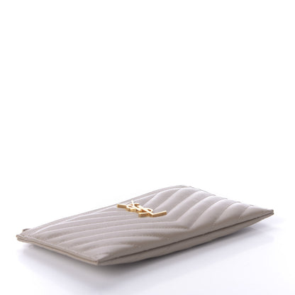 Saint Laurent Grain De Poudre Chevron Monogram Bill Pouch Dusty Grey 4 of 11