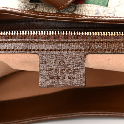 Gucci GG Supreme Monogram Azalea Calfskin Web Medium Jackie 1961 Hobo Beige Ebony Brown Sugar 6 of 12