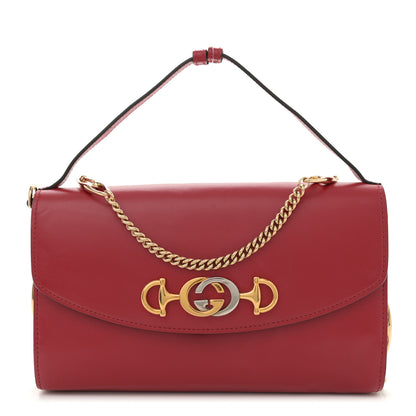 Gucci Smooth Calfskin Small Zumi Top Handle Shoulder Bag Hibiscus Red 1 of 13
