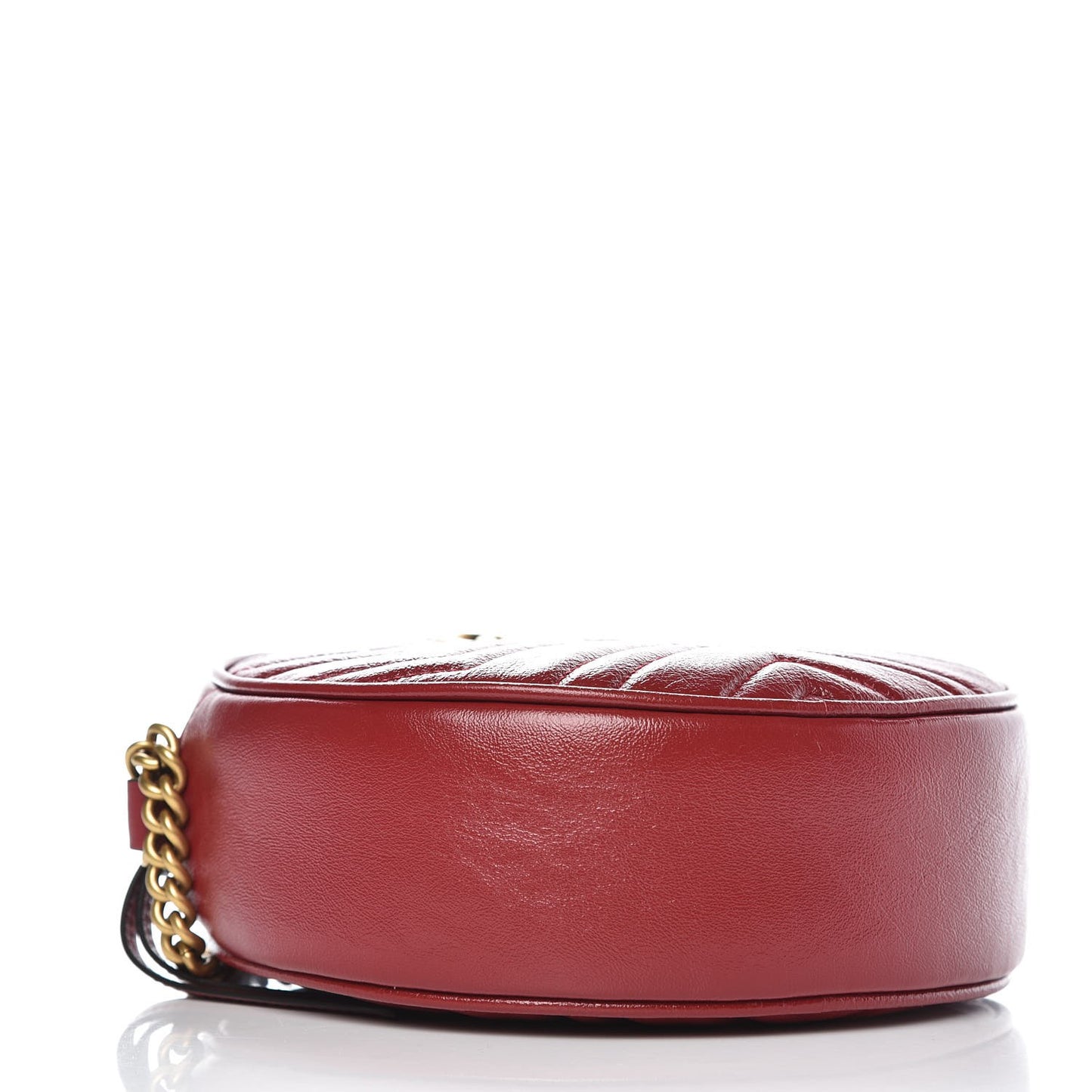 Glazed Calfskin Matelasse Heart Mini GG Marmont Round Shoulder Bag Romantic Cerise
