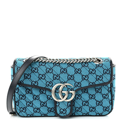 Gucci Monogram Multicolor Matelasse Diagonal Small GG Marmont Shoulder Bag Light Blue 1 of 10