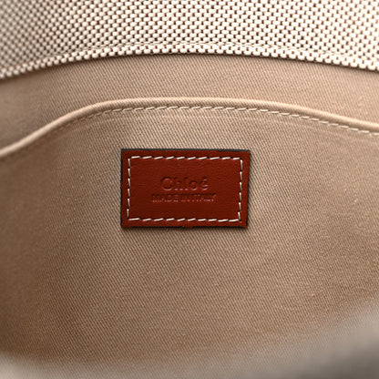 Chloe Cotton Calfskin Medium Woody Ribbon Tote White Brown 5 of 9