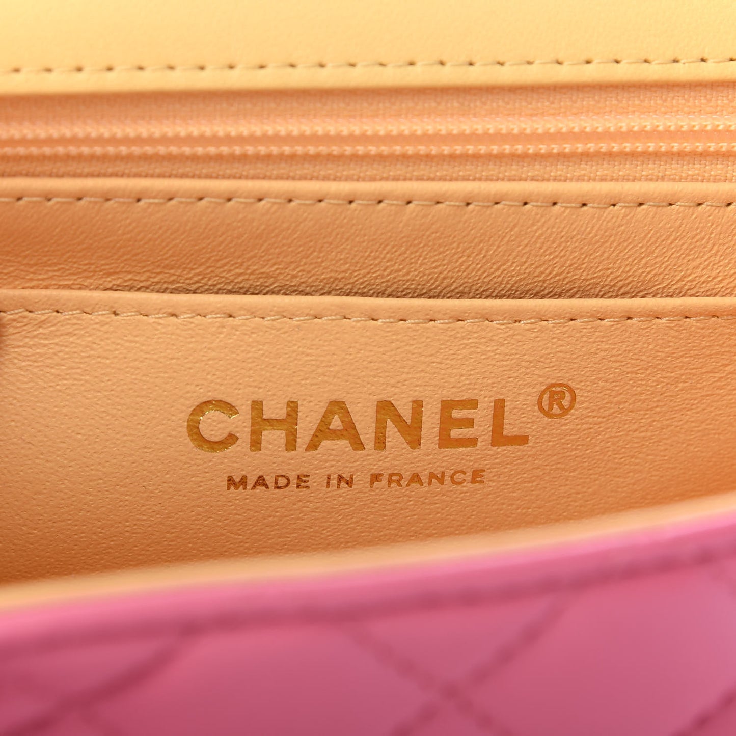 Lambskin Quilted Mini Rectangular Flap Pink Yellow