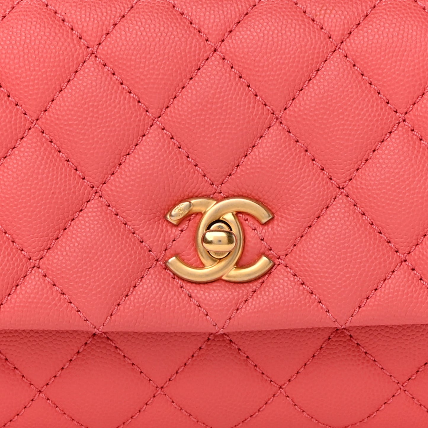 Caviar Lizard Embossed Quilted Mini Coco Handle Flap Pink