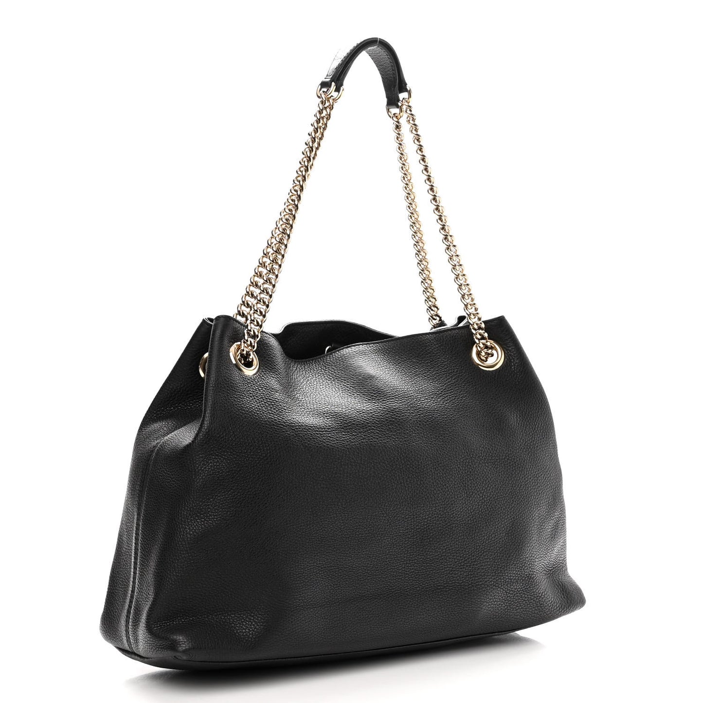 Pebbled Calfskin Medium Soho Chain Shoulder Bag Black