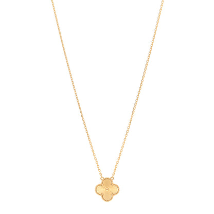 Van Cleef & Arpels 18K Yellow Gold Guilloche Vintage Alhambra Pendant Necklace 1 of 6