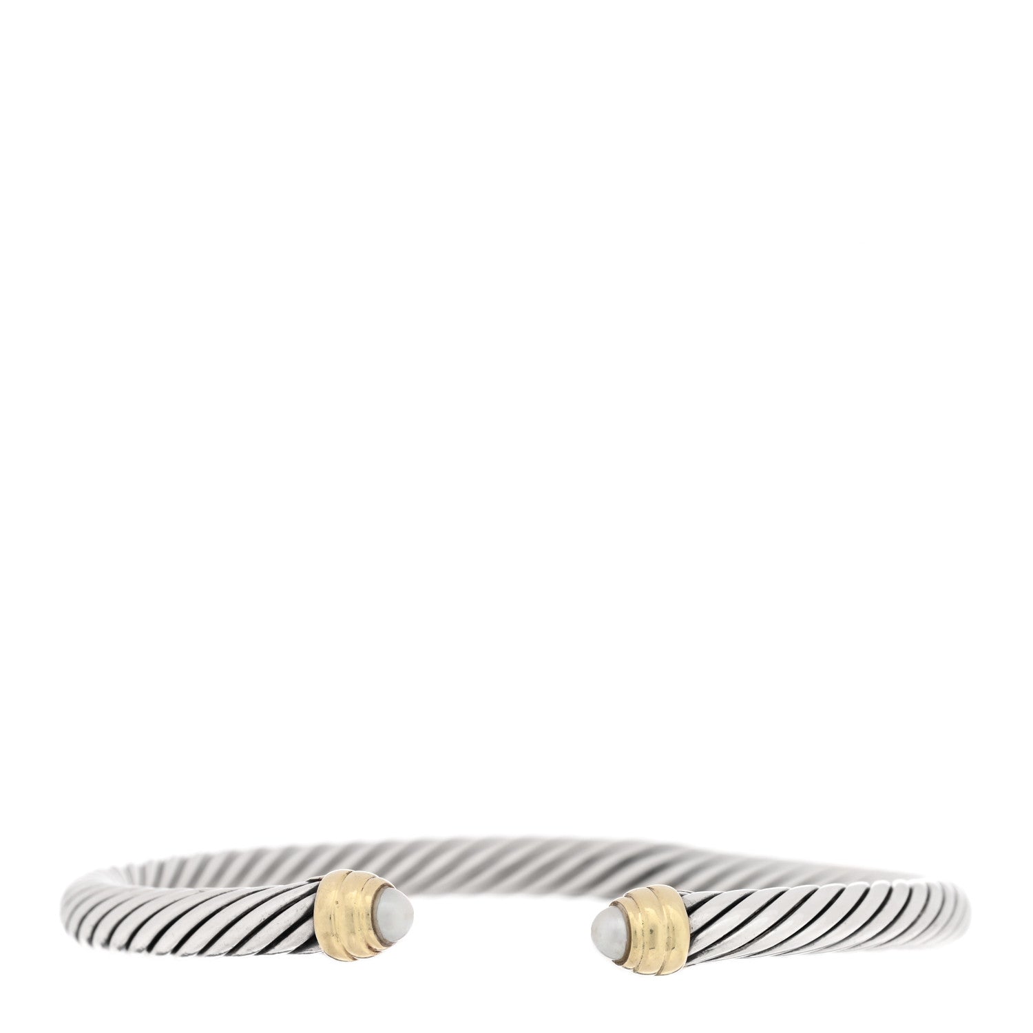 David Yurman Sterling Silver 14K Yellow Gold Cultured Pearl 5mm Cable Classics Petite Color Bracelet 1 of 3