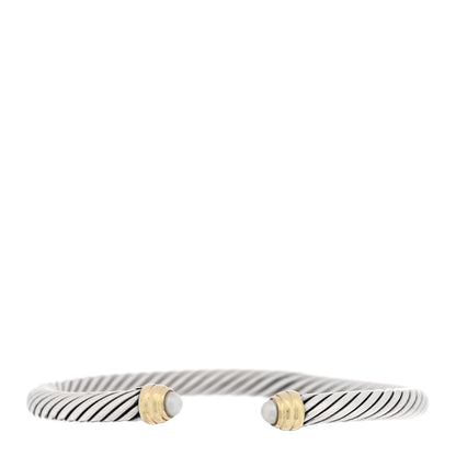 David Yurman Sterling Silver 14K Yellow Gold Cultured Pearl 5mm Cable Classics Petite Color Bracelet 1 of 3