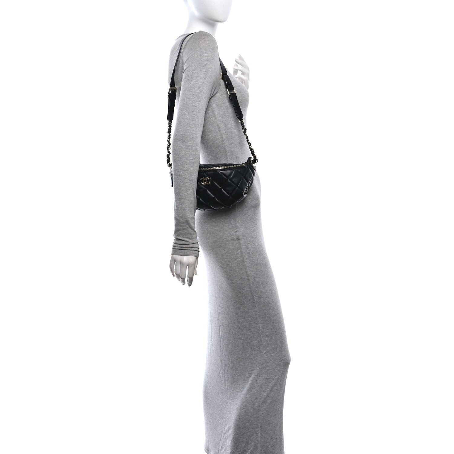 Chanel Shiny Lambskin Quilted Belt Bag Black 2 of 10