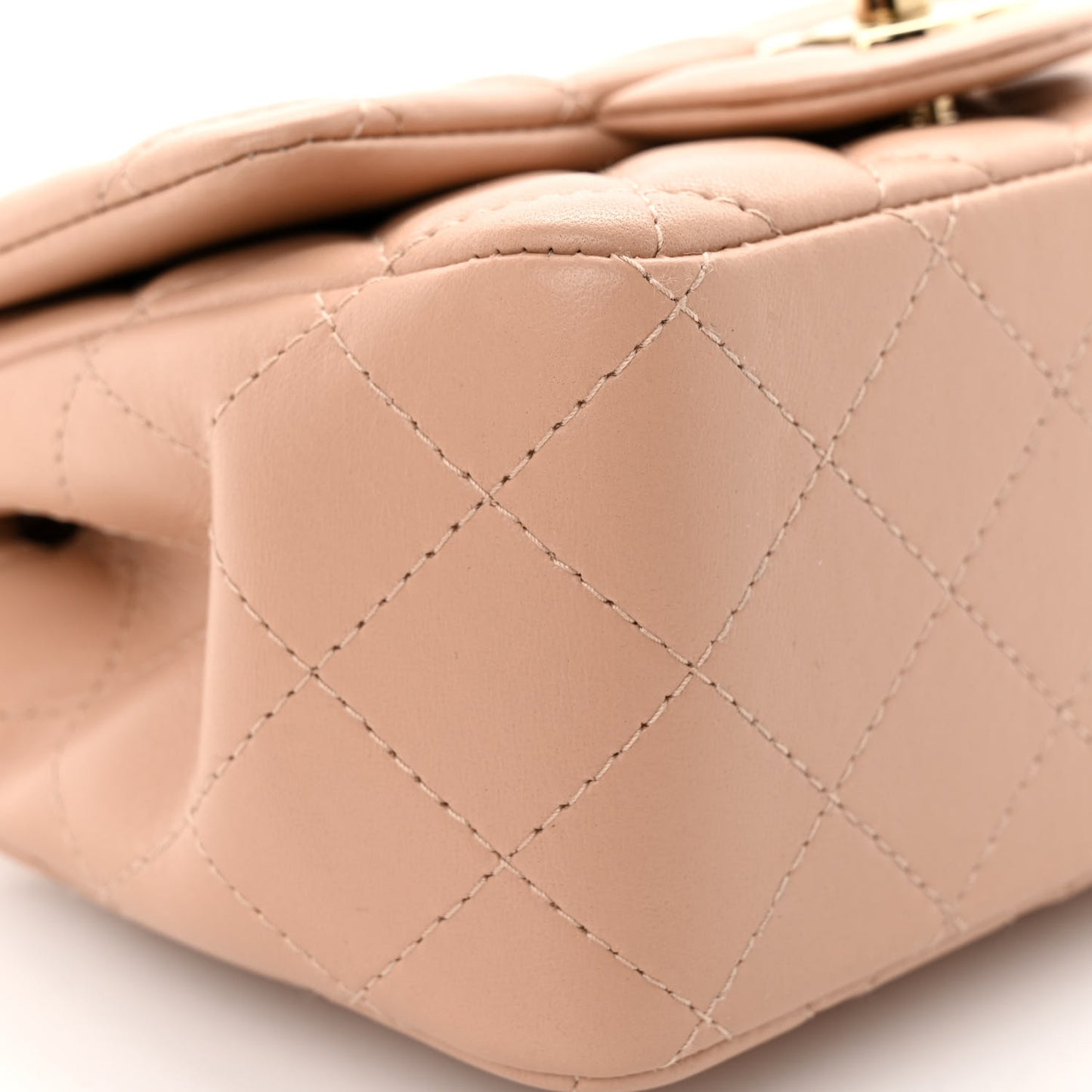 Lambskin Quilted Mini Square Flap Beige